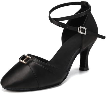 VCIXXVCE Turniertanzschuhe Damen Schwarz Geschlossen Ballsaal Salsa Latein Tango Walzer Modern Innen Tanzschuhe 7.5cm Absatz,40EU