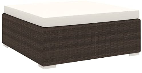 FIRBNUS Modular-Fußhocker 1 STK. Auflagen Poly Rattan Braun Gartenmöbel Balkonmöbel Balkon Hocker Fußhocker Garten Rattan Hocker Outdoor Lounge Gartenmöbel Gartensofa Gartenhocker Wetterfest
