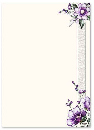 100 Blatt Briefpapier Blumen & Blüten LILA BLUMEN - DIN A6 Format - Paper-Media