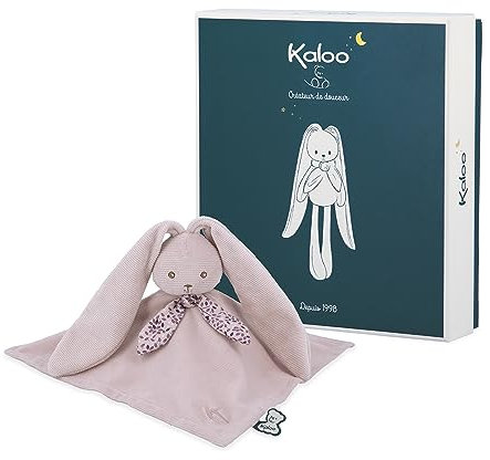 Kaloo - Lapinoo - Doudou Lapin Rose - Peluche Bébé - Carré 30 x 30 cm - Bi-Matières Viscose et Velours Côtelé Très Doux - Boîte Cadeau - Dès la Naissance, K218002