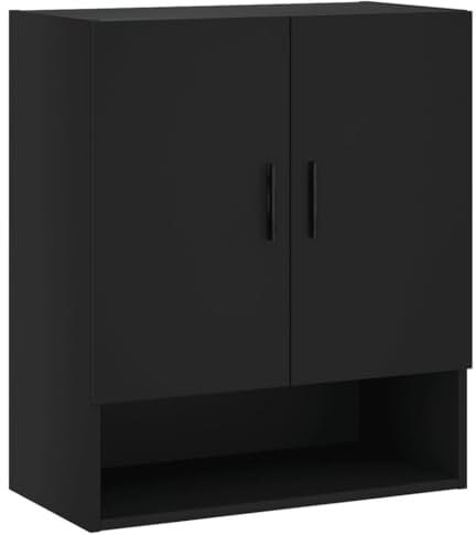 vidaXL Wandschrank, Hängeschrank mit viel Stauraum, Wandmontage Badschrank Medizinschrank, Aufbewahrungsschrank für Wohnzimmer, Schwarz Holzwerkstoff
