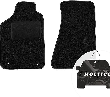 moto-MOLTICO Vorne Fußmatten Auto Velours Autoteppiche Schwarz Automatten Set 2-teilig passend für Audi 80 Cabrio 1988-1994