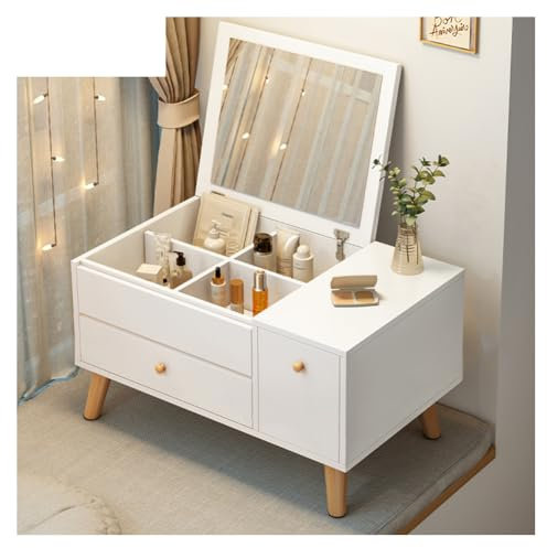 SPXMQSS Tocadores Maquillaje Pequeños, Tocador Maquillaje Mujer 3 Modos De Iluminación con Brillo Ajustable, Tocador De Maquillaje con Luz Barato para La Decoración del Dormitorio del Hogar.