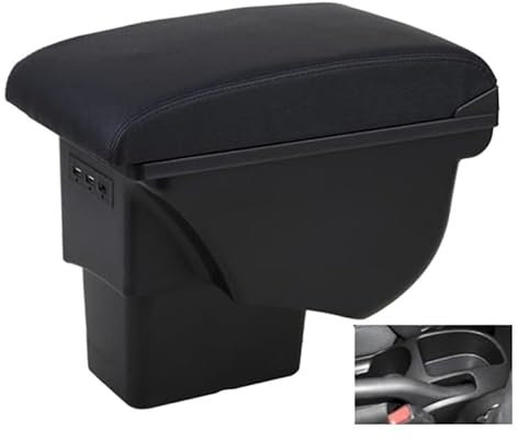 EEASSA Armlehne Universal Auto Box Pad Für Kia Soul Armlehne Box Leder Auto Innen Teile Center Console Armlehne Box Auto Armlehnen Lagerung mit USB Links-Hand Stick (Color : A Black line USB)