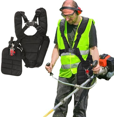 Correa de Cortacésped Ajustable de Doble Hombro, Arnes Desbrozadora Cómoda Profesional, Hombro de Nylon Durable para Cortacésped O Podadora, Accesorios de Desbrozadoras