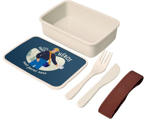Lunch Box Lunchbox mit Besteck, Blau – Die wahren Helden – Postbotschafter – 700 ml