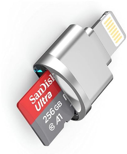 Lector de tarjetas micro SD para iPhone iPad, [certificado MFi] Lightning a lector de tarjetas Micro SD/TF, adaptador de lectura de tarjetas de memoria para iPhone 14/13/12/Pro/11/X/XR/Max/8