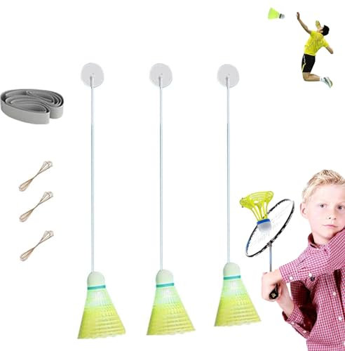 KeyoGoS Badminton-Trainingsgerät, Selbststudium, Badminton-Trainer-Set, Badminton-Übungsausrüstung, tragbarer Badminton-Trainer, elastisches Pick-up-Solo-Training
