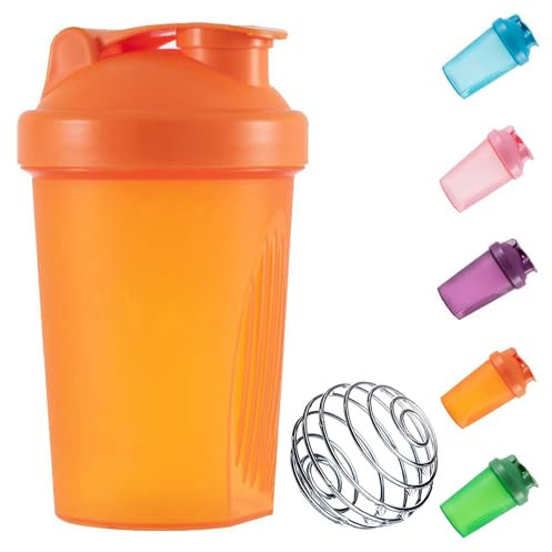 KANGSIT Shaker à protéines 400 ml, avec boule de mélange en fil, étanche, sans BPA, parfait pour mélanger les boissons frappées en poudre, passe au lave-vaisselle