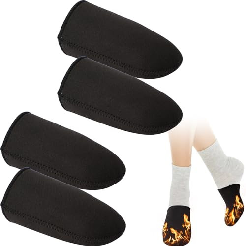 2 Pairs Neoprene Toe Warmers, Black Thermal Toe Covers Long Lasting Keep Hot Feet Warmers, Winter Foot Warmers for Women, Men, Skiing, Hiking, Camping (Medium)