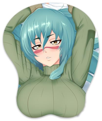 3D Mauspad mit Silikon Brüste Mousepad mit Handauflage. Anti Rutsch Anime Manga Maus Pad Handgelenkauflage für Büro Spiel (nelliel)