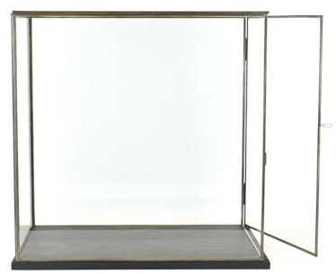 EMH Grande vitrine en verre et métal noir fabriquée à la main avec base et porte noires 41,5 cm