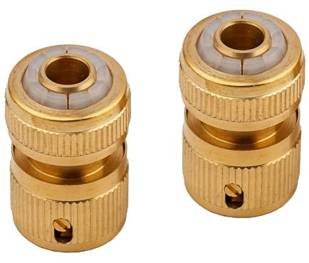 Mivos 2 x Gartenschlauch Schnellverbinder aus Messing - Schlauchkupplung für 1/2 Zoll (13 mm) Schlauch - Anschlussteile für Schlauchanfang und -ende - Wasserschlauch Schnellkupplung
