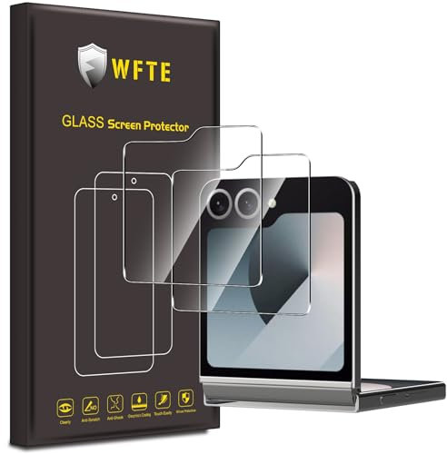 WFTE [Lot de 2 Verre Trempé pour Samsung Galaxy Z Flip 6/7 FE, 0,26mm Film de Protection D'écran avec Haute Transparence à 99%, Anti-trace Protecteur avec Dureté 9H Glass
