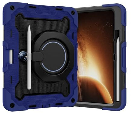 Funda para tablet compatible con OnePlus Pad/OPP Pad 2 de 11.6 pulgadas 2023 con soporte para lápices, funda protectora resistente con soporte giratorio de 360° + correa para el hombro (azul)