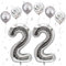 VUCDXOP Silber Luftballon 22, XXL Riesige Geburtstag Ballon 22, 40 - 101cm Ballon Zahl Deko Folienballon Zahlen 2, Geburtstagsdeko Jubiläum Party Deko, Fliegt mit Helium (Nummer 22)