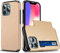 Beajew Coque Portefeuille pour iPhone 6/iPhone 6s avec Porte-Cartes, Étui de Protection Téléphone Double Couche Antichoc, Fente Cachée Coulissante, Antichoc TPU+PC Housse Portefeuille - Or
