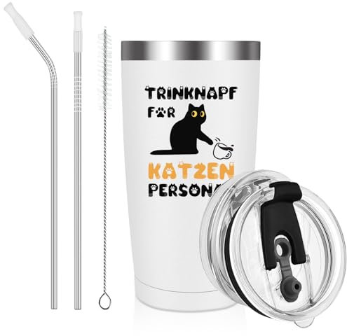 Livole Geschenke für Katzenliebhaber, Katzenmama, Katzenpapa Weihnachten - Trinknapf für Katzenpersonal - Geschenk Frauen, Mann, Katzen Geschenke für Frauen, Männer, 20oz 600ml Coffee to go Becher