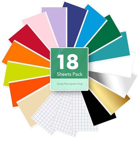 Homirty Smart Adhesive Vinilo Permanente 18 Unidades Plotter Film Textil 12 x 5,5 pulgadas Flexfolie Plotter Textil 15 Colores Vinilo Tela para DIY Camisetas Ropa Sombreros Tazas Patrón Decoración