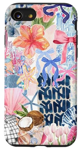 iPhone SE (2020) / 7 / 8 Beachy Blue Coquette Collage Preppy and Cute Aesthetic Case