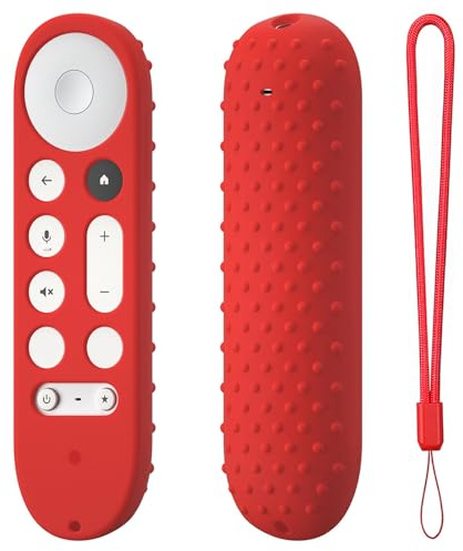 Silicone Remote Case Protective Cover Sleeve for Google GY3LE for Google TV Streamer 4K TV 2024 Remote Controller TV Stick Anti-Slip Anti-Drop Soft Skin Protector with Lanyard (Red)