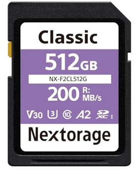 Nextorage Carte SD 512Go, SDXC UHS-I 512GB, SD Card mémoire Japonaise, Accessoires Photo et caméscopes pour appareils Photo Nikon/Canon/Sony/Fujifilm, F2PRO NX-F2PRO512G