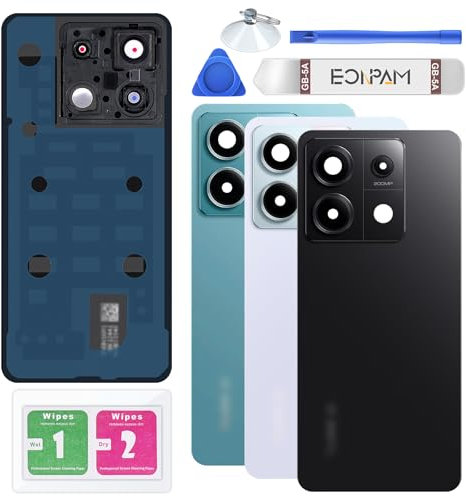 Eonpam Scocca Vetro Posteriore Sostituzione per Xiaomi Redmi Note 13 PRO 5G Originale Coperchio Copribatteria con Vetro Fotocamera+Ricambio Kit (Nero)