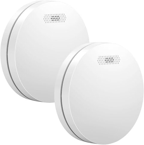 Aroha Link Interlinked Heat/Smoke Alarm - 10 Years Battery - Interconnected Fire or Heat Alarm - Smoke Detector for Home - 2 set