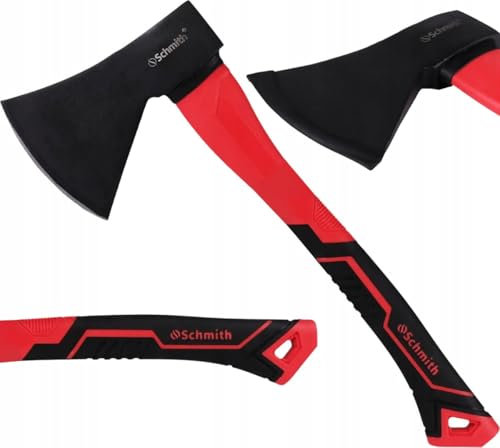 Schmith - Ascia con impugnatura in fibra di vetro 0,8 kg - Ideale per legna da ardere - Resistente - Ergonomico - Robusto - Forestale