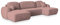 Masseno Ecksofa Savona K mit Schlaffunktion U-Form, Sofa mit Bettkasten, Wohnzimmersofa, Couch, Soffa, Bettsofa, Couchgarnitur- Rosa, Kronos 27