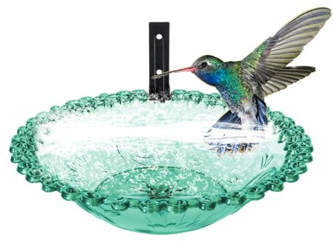 Vogeltränke für den Garten, 22,9 cm, Wandmontage, für den Außenbereich, transparentes hängbares Wasser-Futterbecken, Blumenform, Statue für Kolibri, Sittich
