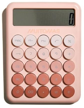 Muitomas, Calcolatrice con Display Ampio a 12 Cifre, Portatile, Alimentazione con Batteria AAA, Colore Peach Fuzz