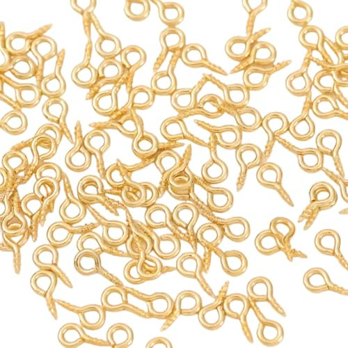 400PCS Small Eyelet Screws 5.5 * 12MM Gold Screw Eye Pins,Mini Eye Screw Hooks Eyelets for DIY ewellery Making Craft Projects