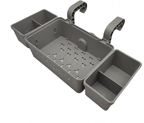 Panier à bord de piscine, 42 x 21 x 13 cm, panier de rangement pour piscine hors sol, plateau de rangement à bord de piscine, fabriqué pour des performances de longue durée, facile à démonter (gris)