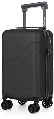 suitline Clix-Lite - Underseat Koffer 40x20x25 Cabin Bag max 20L Schwarz | abnehmbare Doppel-Rollen, kleiner Unter-Sitz Trolley, Freigepäck Ryanair, Wizzair, leichte ABS-Hartschale, Zahlenschloss