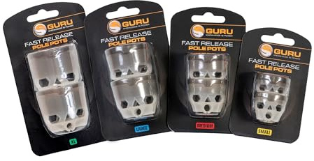 Guru - Fast Release Pole Pots | Extra Large x 2 - Rapid Bait Release, Designed with Andy Bennett, For Groundbait and Micro Pellets