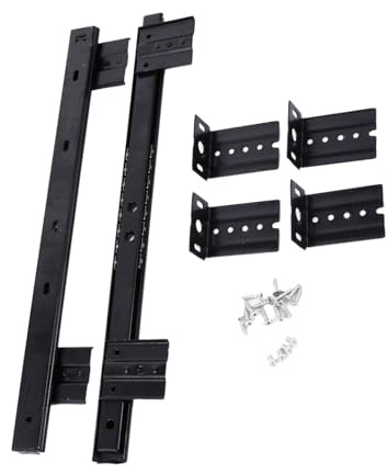 GRIRIW 1 Pair Steel Keyboard Drawer Slides Track Under Desk Drawer Rail Heavy Duty Ball Bearing Keyboard Slide for Office Computer Desk Mounting Rails
