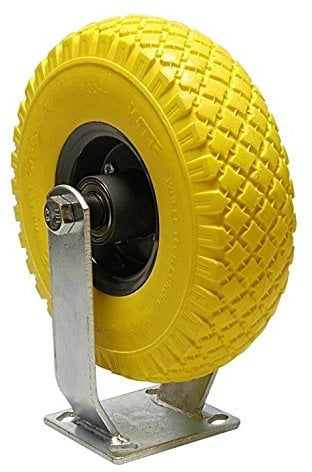 1 PU-Sackkarrenrad, Bockrolle, ø=260mm, Tragkraft 130kg, Achs-ø 16mm 75mm breit, Pannensicher, PU-Schaum, Metallfelge, 2 Kugellager, HKB, Artikel-Nr. 42002