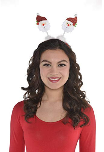 Amscan 397673-55 - Haarreif Weihnachtsmann, Einheitsgröße, bewegliche Nikolaus-Antennen, Pompons, mehrfarbig, Weihnachten, Advent, Winter, Heilig Abend, Fasching, Karneval, Mottoparty