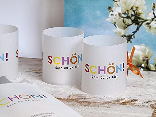 8 Stück Lichthülle für Tischlicht Schön dass du da bist Tischdeko bunt