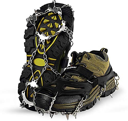 Unigear Crampons for Hiking Boots, Ice Snow Grips Snow Spikes Ice Cleats Traction With Anti Slip 18 Shoes Spikes for Walking,Jogging, Climbing and Hiking(Black-XL)