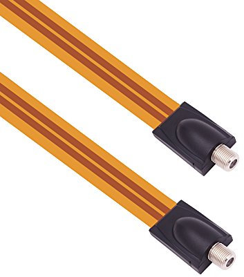 Fancasee (ultra-sottile) cavo piatto cavo coassiale femmina a femmina coassiale tipo F connettore jack cavo per porte e finestre Outdoor cavo antenna lead-in interni (31,5 cm)