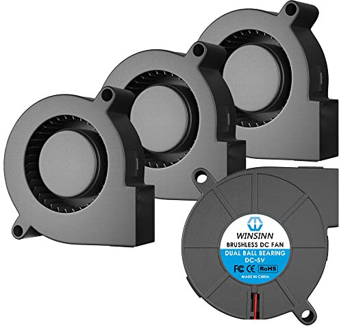 WINSINN 5015 Lüfter 5 V, 3D-Drucker 5 Volt Lüfter Gebläseturbine Turbo Doppelkugellager, bürstenlose Kühlung 50 mm x 15 mm 2PIN (4er Pack)