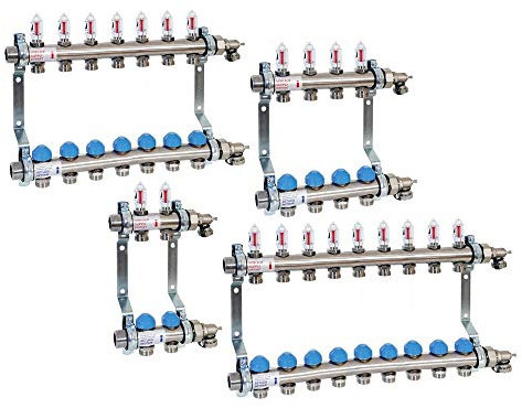 Fußbodenheizungsverteiler 8 Kreise 1 mit Durchflussmesser