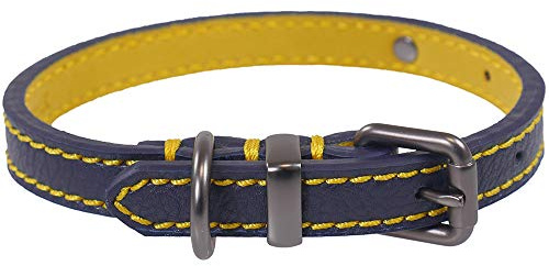 Rosewood Joules Navy Leather Dog Collar, Large