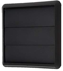 100mm 4 Inch Black Gravity Flap Wall Vent Grille – External Exterior Ducting Air Vent with Round Spigot & Shutters for Extractor Fans