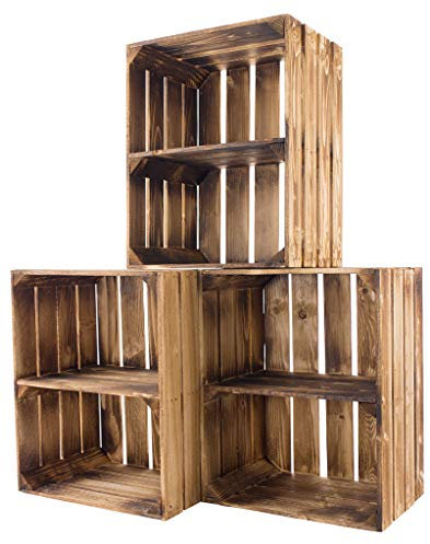 Moooble 3 Neue geflammte Holzkisten, schöne Holzmaserung | hochkant mit Mittelbrett | 40x30x50 cm | allzweck Obstkiste als (Hänge-) Regal (3)