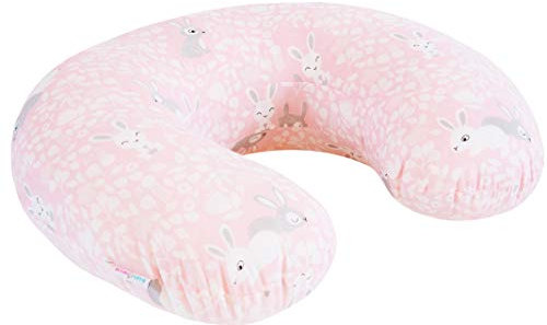 Breast Feeding Pillow Nursing Pregnancy + Removable Cotton Cover Baby Sitting Support - Bunny Pink