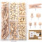 Keadic 135 Pieces 6 Types Walnut Push Pins for Cork Board, Wooden Head Pins Steel Point Thumb Tacks for Documents, Photos, Maps, and Bulletin Boards (Square, Ball, Hat, Clips, I-Shaped, Cylinder)