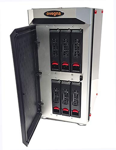 Ovegna NAS-6: Server NAS Intel Celeron J1900 Quad Core 1,9 Ghz, 8 GB RAM DDR3, SSD 64 GB (SISTEMA), con 6 alloggiamenti, 6 dischi rigidi da 1 a 7200 RPM inclusi, Linux Ubuntu 20.04 in RAID5 e Samba